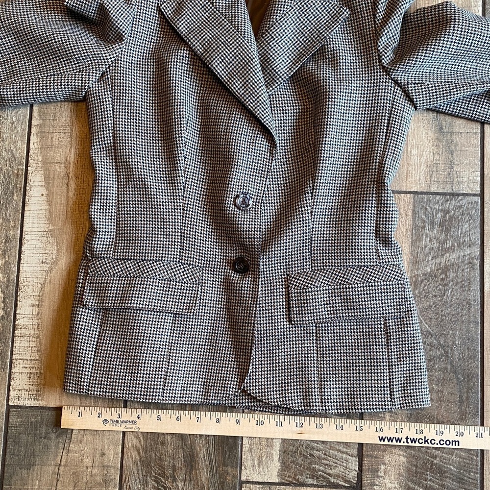 Vintage Roth-Lecover Black and Brown Houndstooth Blazer wool/polyester - Picture 12 of 13